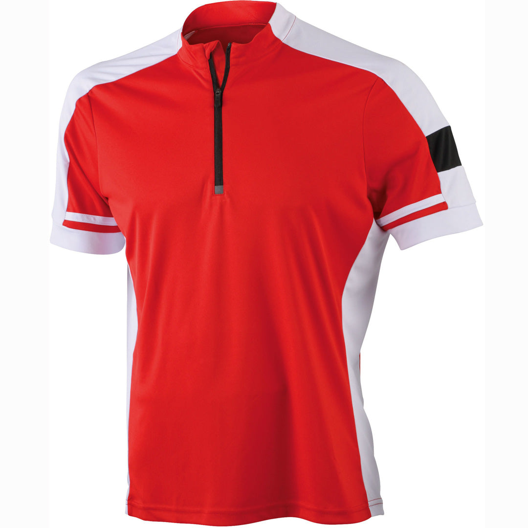 House of Uniforms The Bike Top | Mens | Half Zip James & Nicholson Red