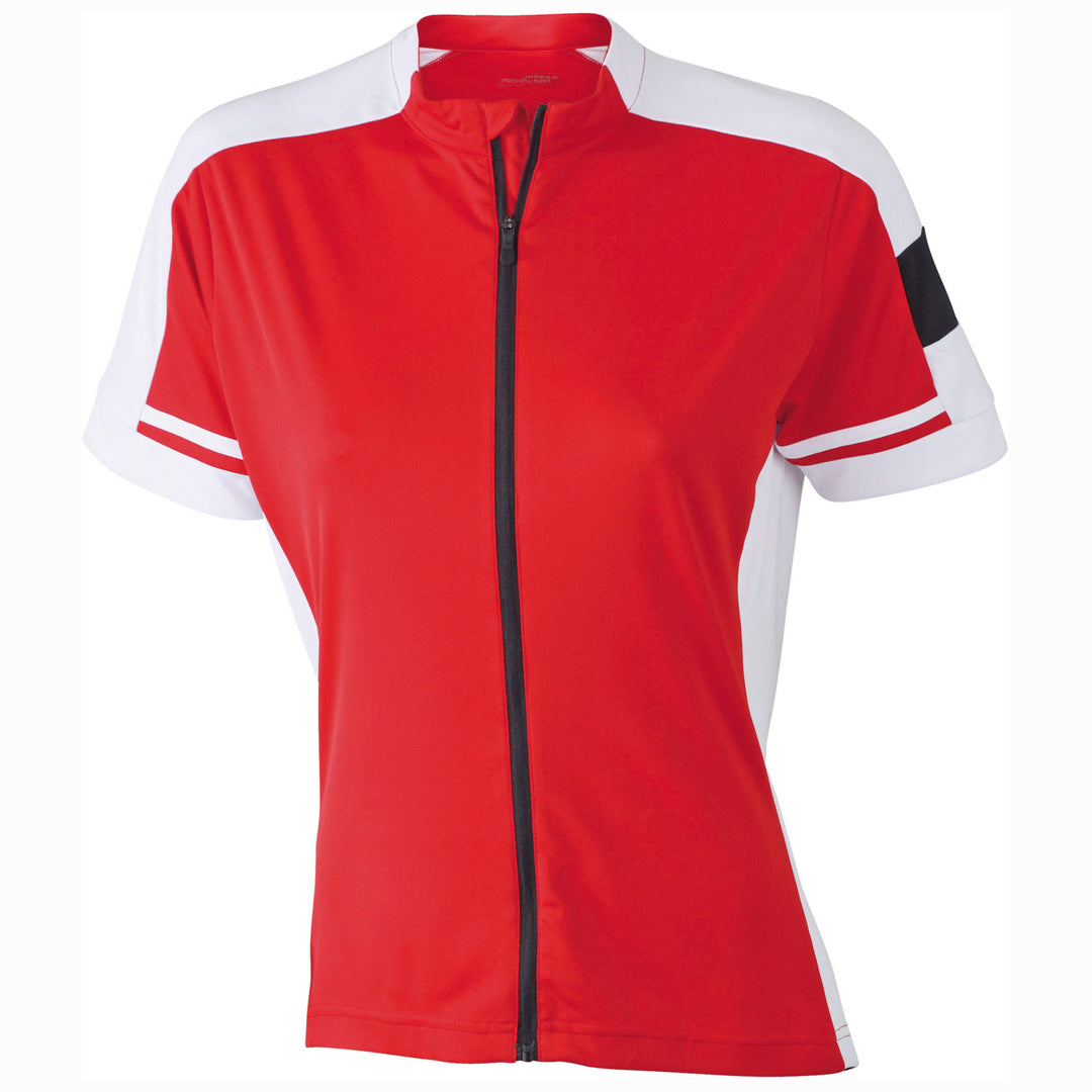House of Uniforms The Bike Top | Ladies | Full Zip James & Nicholson Red