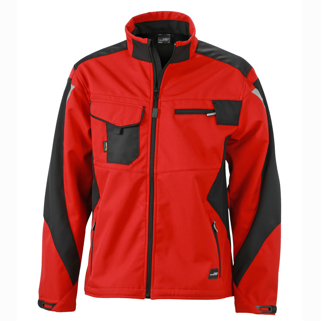 House of Uniforms The Workwear Softshell Jacket | Mens James & Nicholson Red/Black