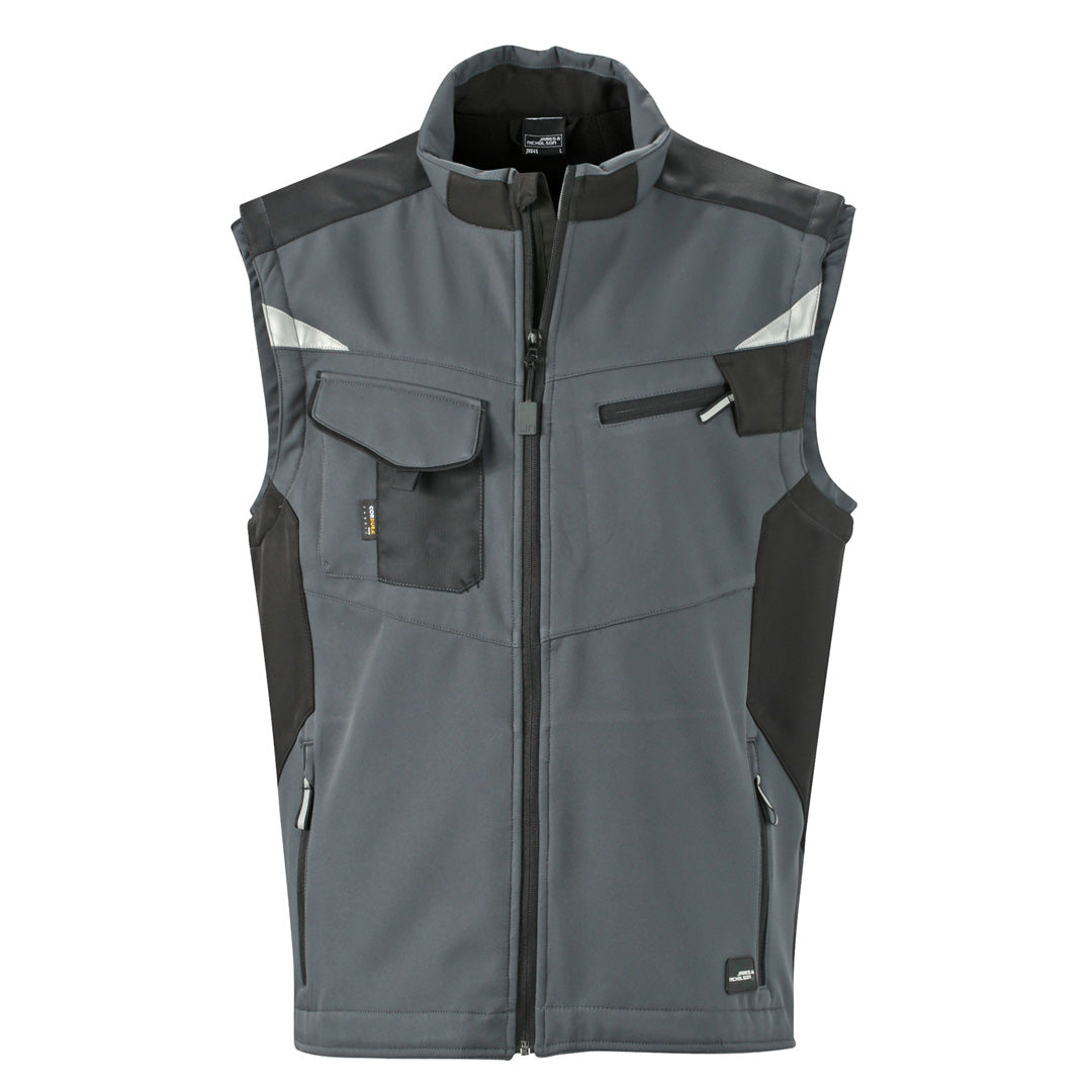 House of Uniforms The Workwear Softshell Vest | Mens James & Nicholson Carbon/Black