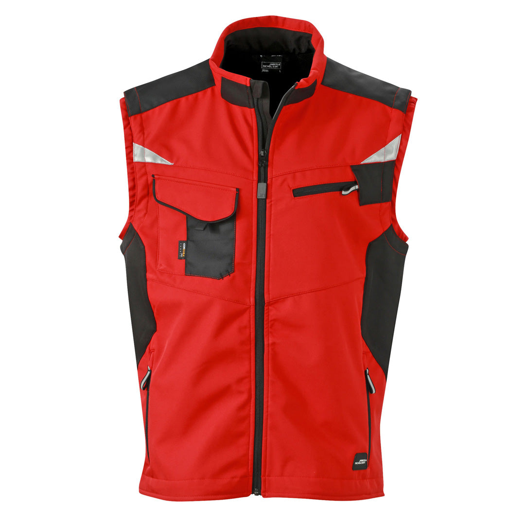 House of Uniforms The Workwear Softshell Vest | Mens James & Nicholson Red/Black