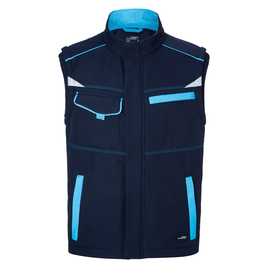 House of Uniforms The Level 2 Softshell Vest | Mens James & Nicholson Navy/Turquoise