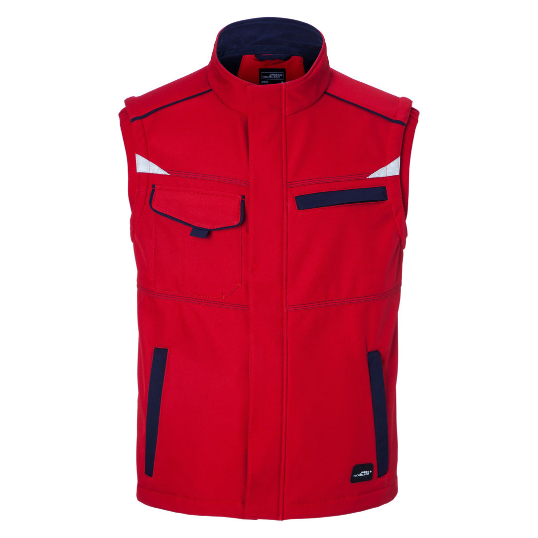 House of Uniforms The Level 2 Softshell Vest | Mens James & Nicholson Red/Navy