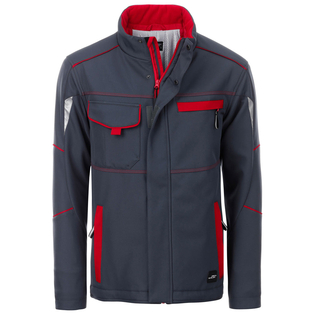 House of Uniforms The Level 2 Padded Jacket | Adults James & Nicholson Carbon/Red