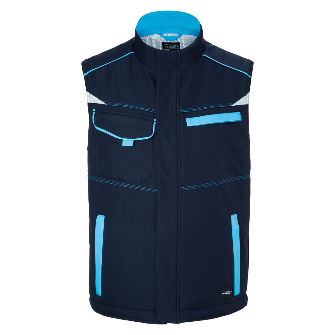 House of Uniforms The Level 2 Padded Vest | Mens James & Nicholson Navy/Turquoise