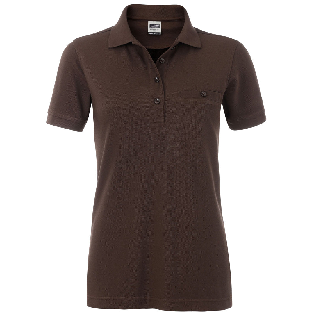 House of Uniforms The Work Pocket Polo | Short Sleeve | Ladies James & Nicholson Brown