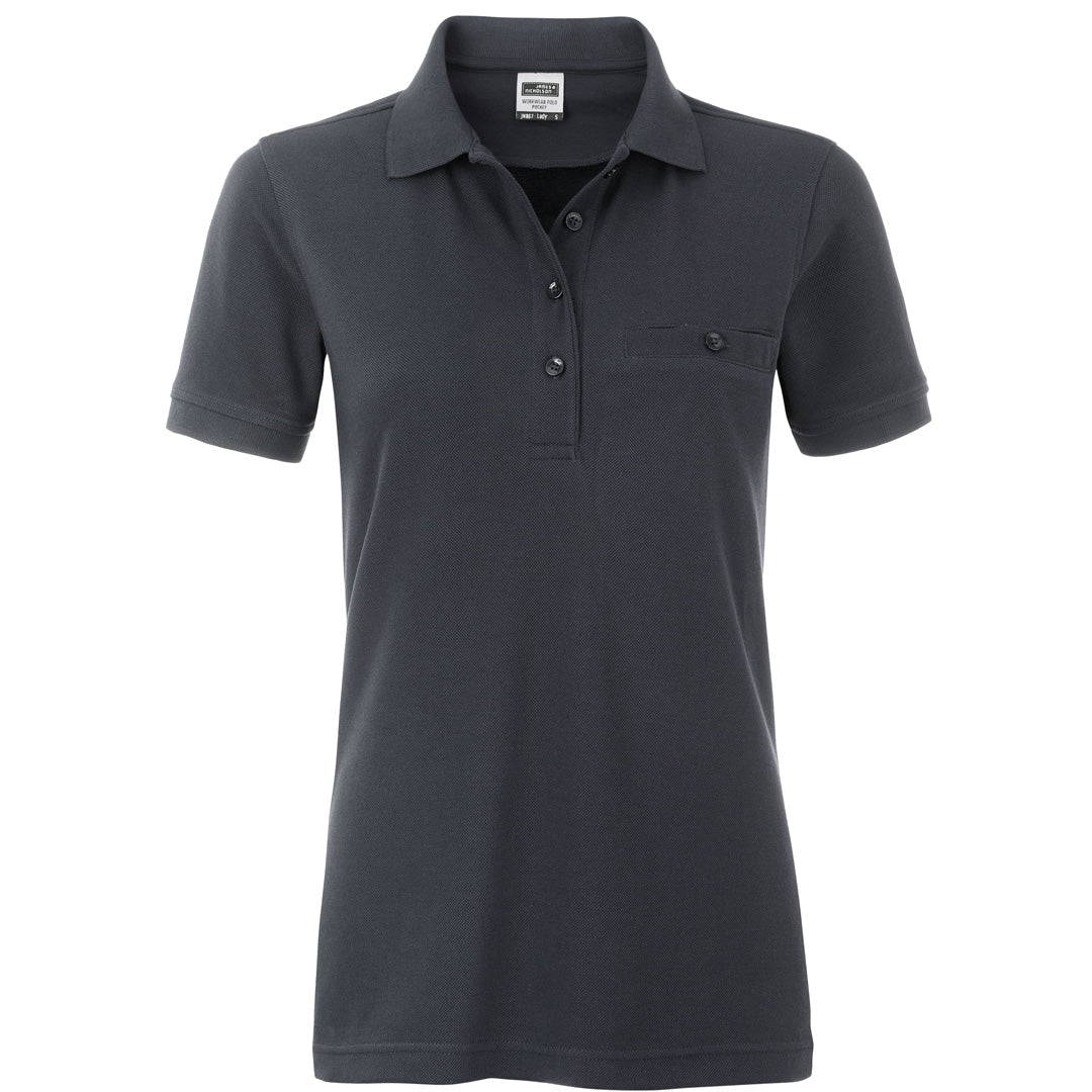 House of Uniforms The Work Pocket Polo | Short Sleeve | Ladies James & Nicholson Carbon1