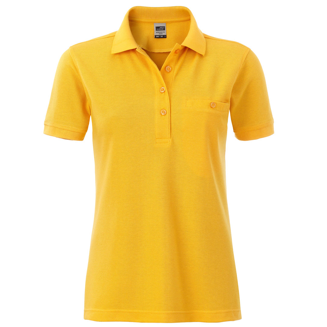 House of Uniforms The Work Pocket Polo | Short Sleeve | Ladies James & Nicholson Gold