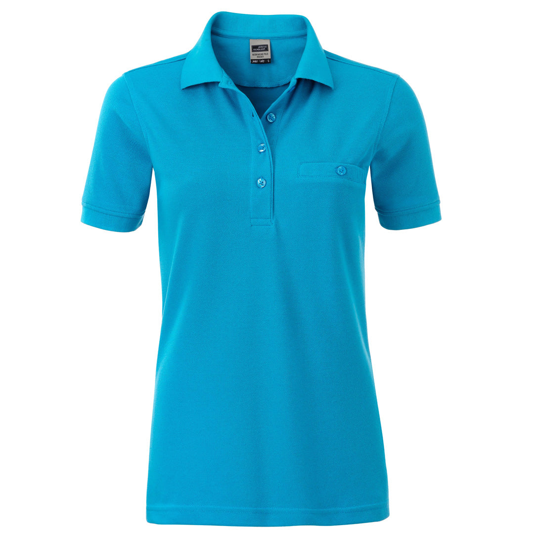 House of Uniforms The Work Pocket Polo | Short Sleeve | Ladies James & Nicholson Turquoise