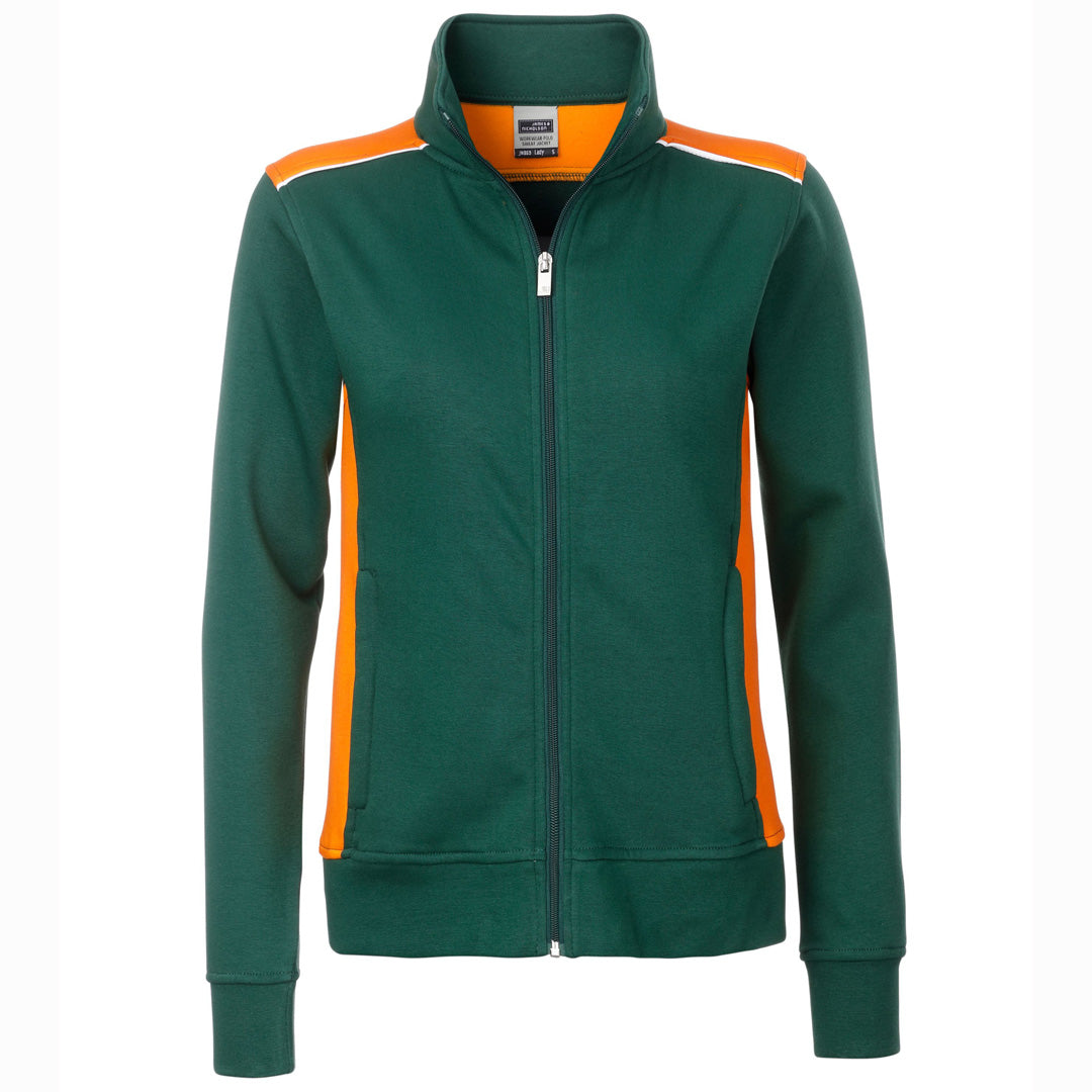 House of Uniforms The Level 2 Sweat Jacket | Ladies James & Nicholson Green/Orange