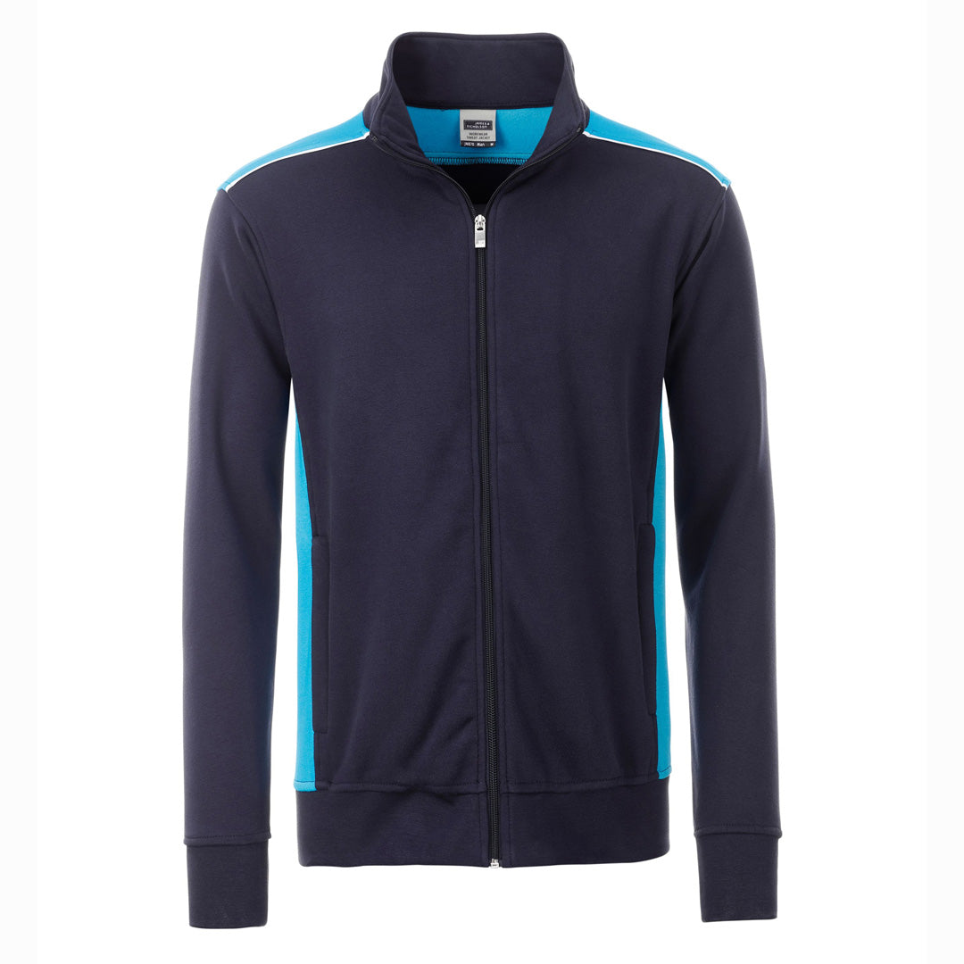 House of Uniforms The Level 2 Sweat Jacket | Mens James & Nicholson Navy/Turquoise