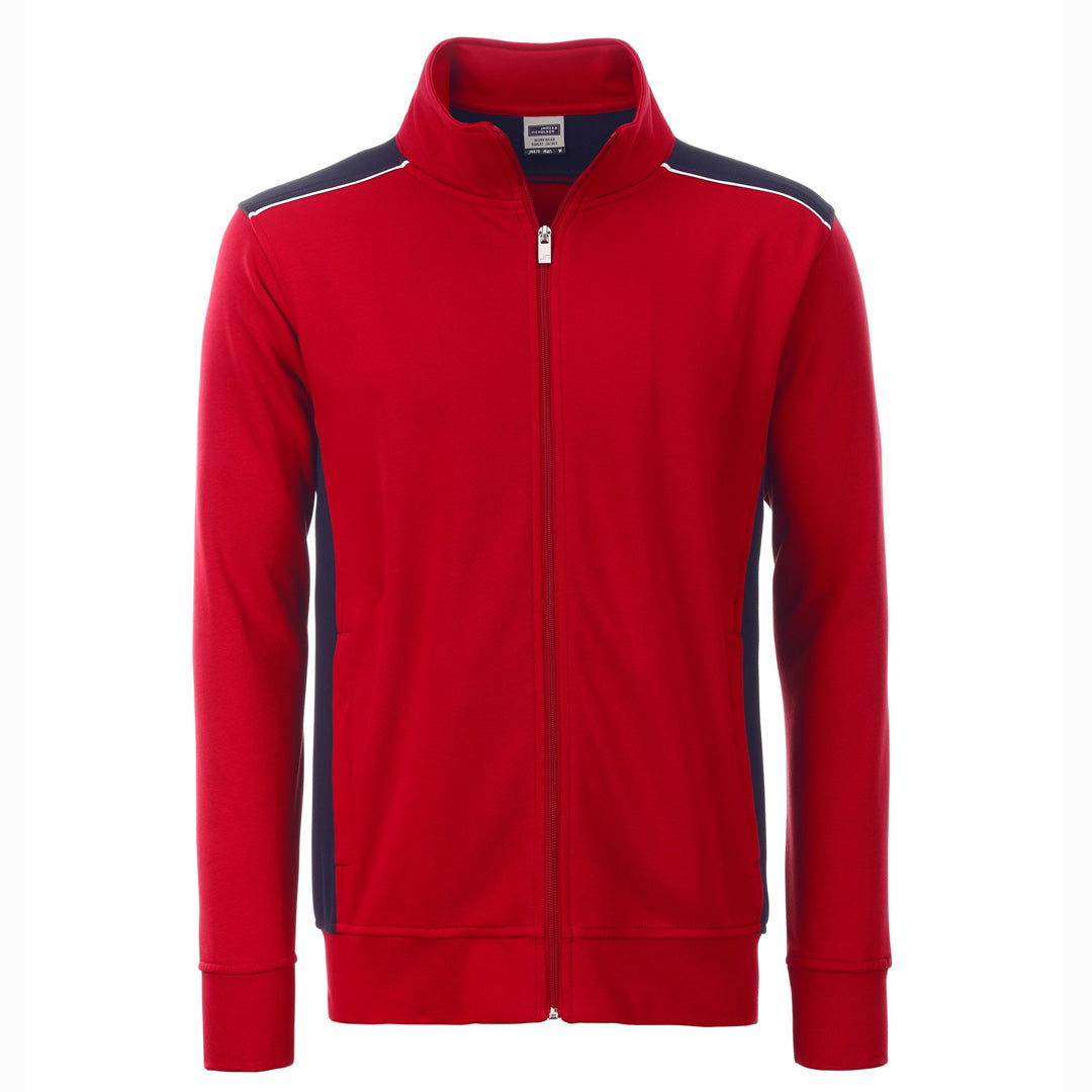 House of Uniforms The Level 2 Sweat Jacket | Mens James & Nicholson Red/Navy