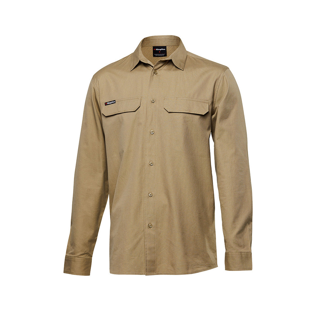 House of Uniforms The Work Cool Pro Shirt | Mens | Long Sleeve KingGee Khaki