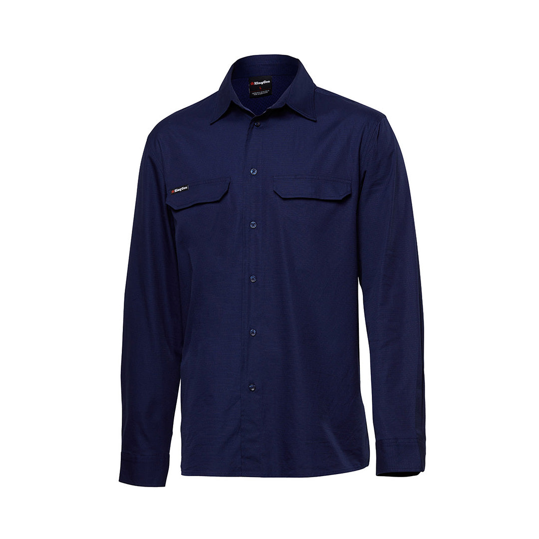 House of Uniforms The Work Cool Pro Shirt | Mens | Long Sleeve KingGee Navy