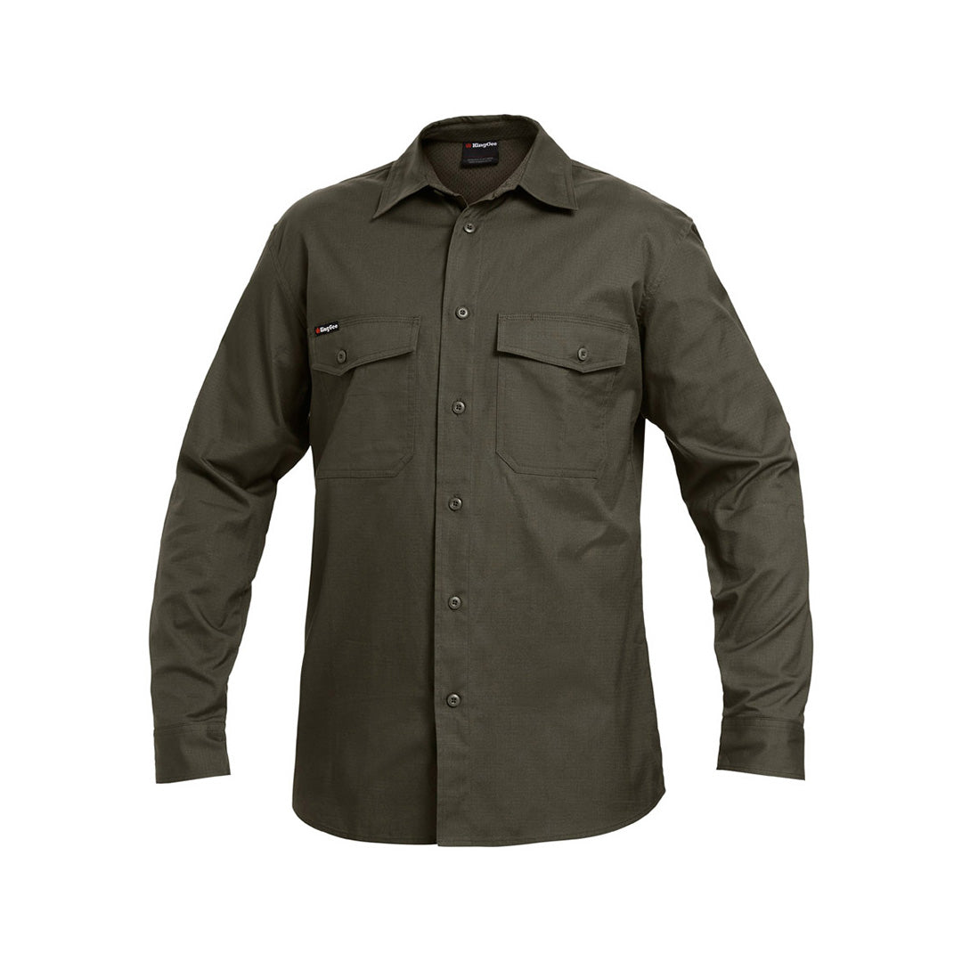 House of Uniforms The Work Cool 2 Shirt | Mens | Long Sleeve KingGee Green