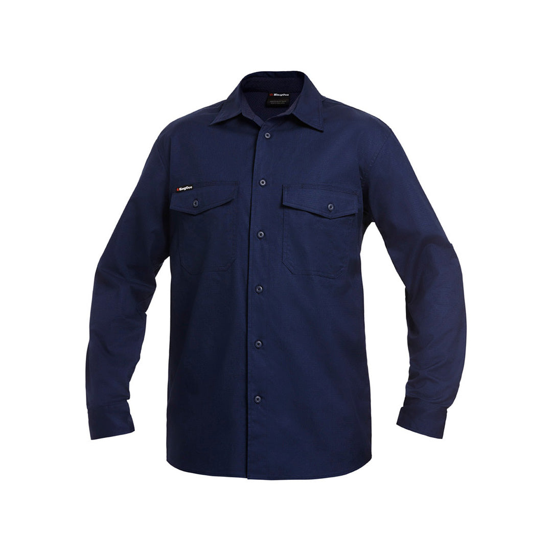 House of Uniforms The Work Cool 2 Shirt | Mens | Long Sleeve KingGee Navy