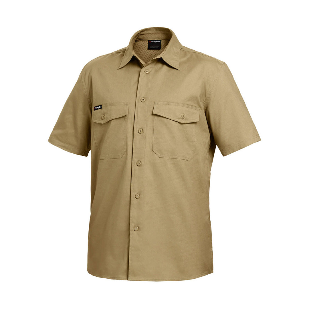House of Uniforms The Work Cool 2 Shirt | Mens | Short Sleeve KingGee Khaki