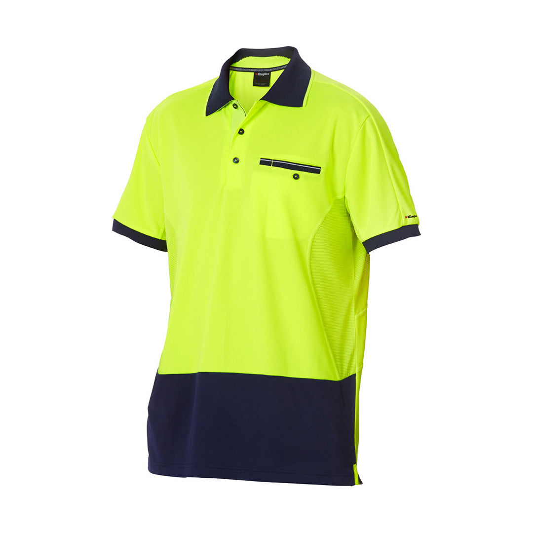 House of Uniforms The Hyperfreeze Polo | Mens | Short Sleeve KingGee Yellow/Navy