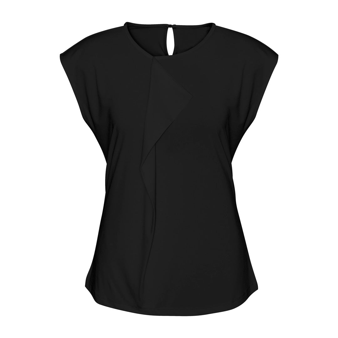 House of Uniforms The Mia Pleat Knit Top | Ladies Biz Collection Black