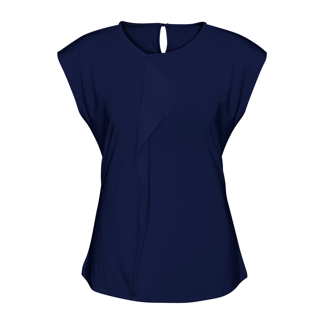 House of Uniforms The Mia Pleat Knit Top | Ladies Biz Collection Midnight Blue