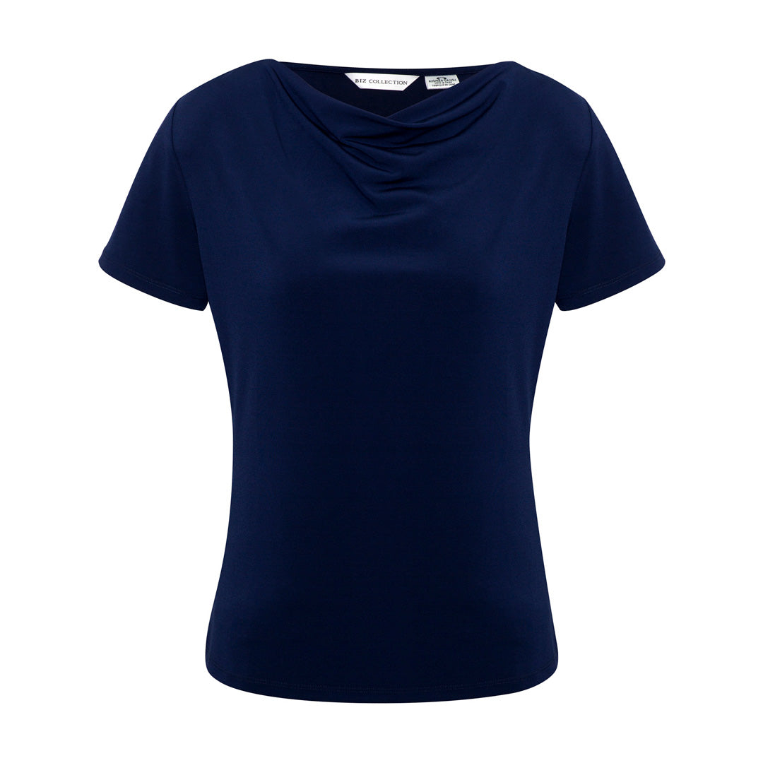 House of Uniforms The Ava Drape Knit Top | Ladies Biz Collection Midnight Blue