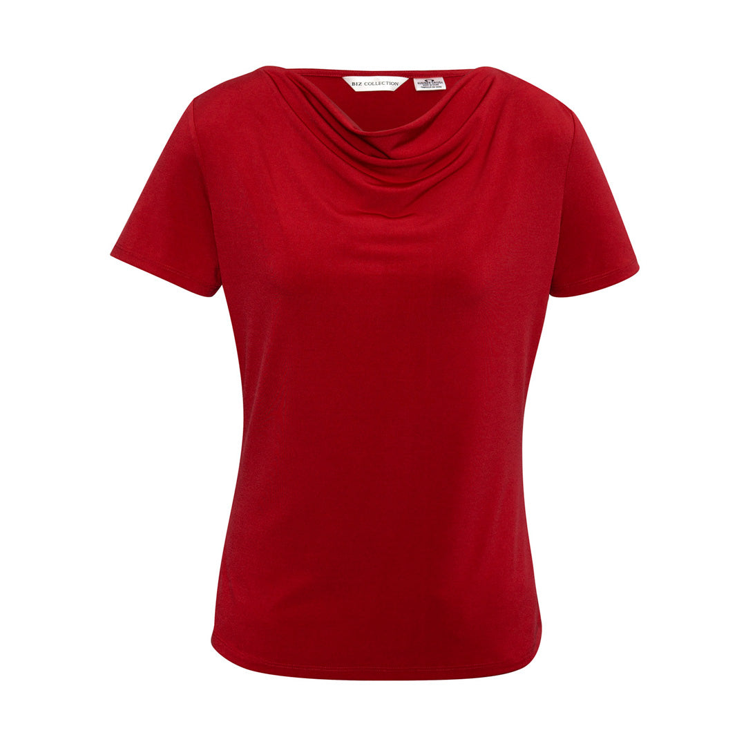 House of Uniforms The Ava Drape Knit Top | Ladies Biz Collection Red