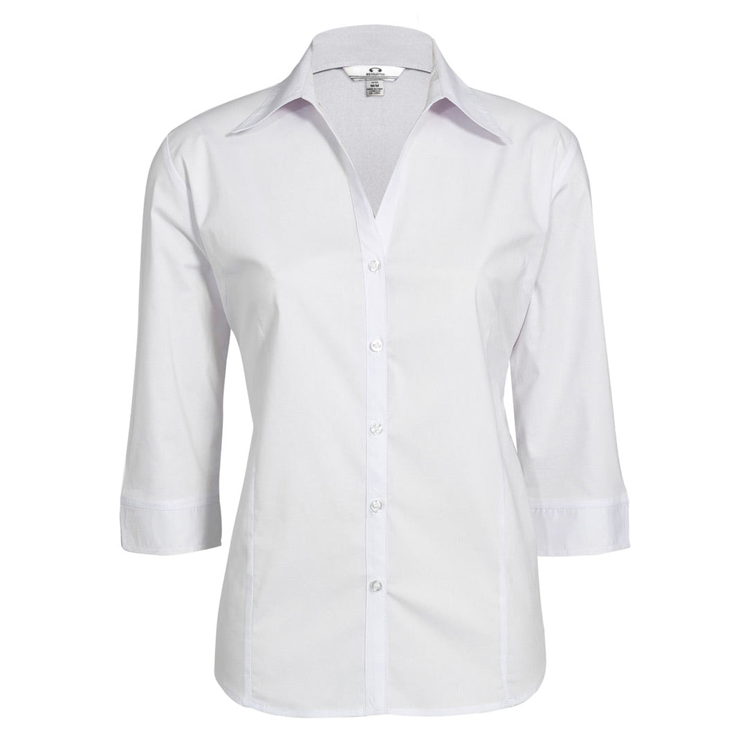 House of Uniforms The Metro Shirt | Ladies | 3/4 Sleeve Biz Collection White