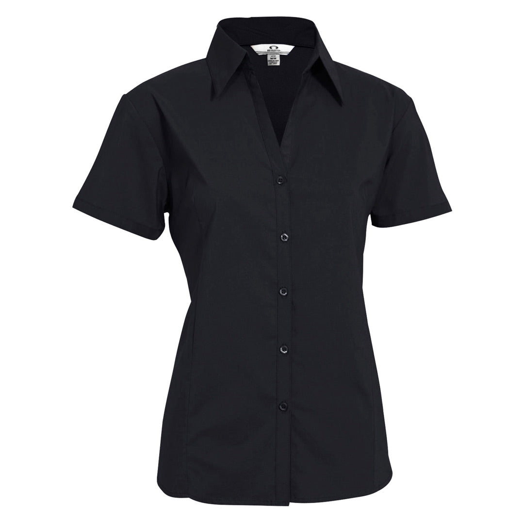 House of Uniforms The Metro Shirt | Ladies | Short Sleeve Biz Collection Black