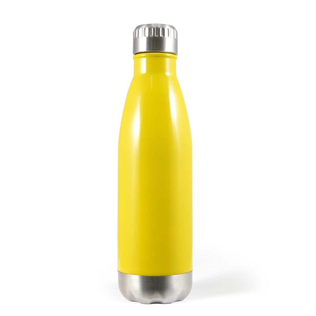 House of Uniforms The Stainless Steel Soda Drink Bottle | 700ml Logo Line Yellow