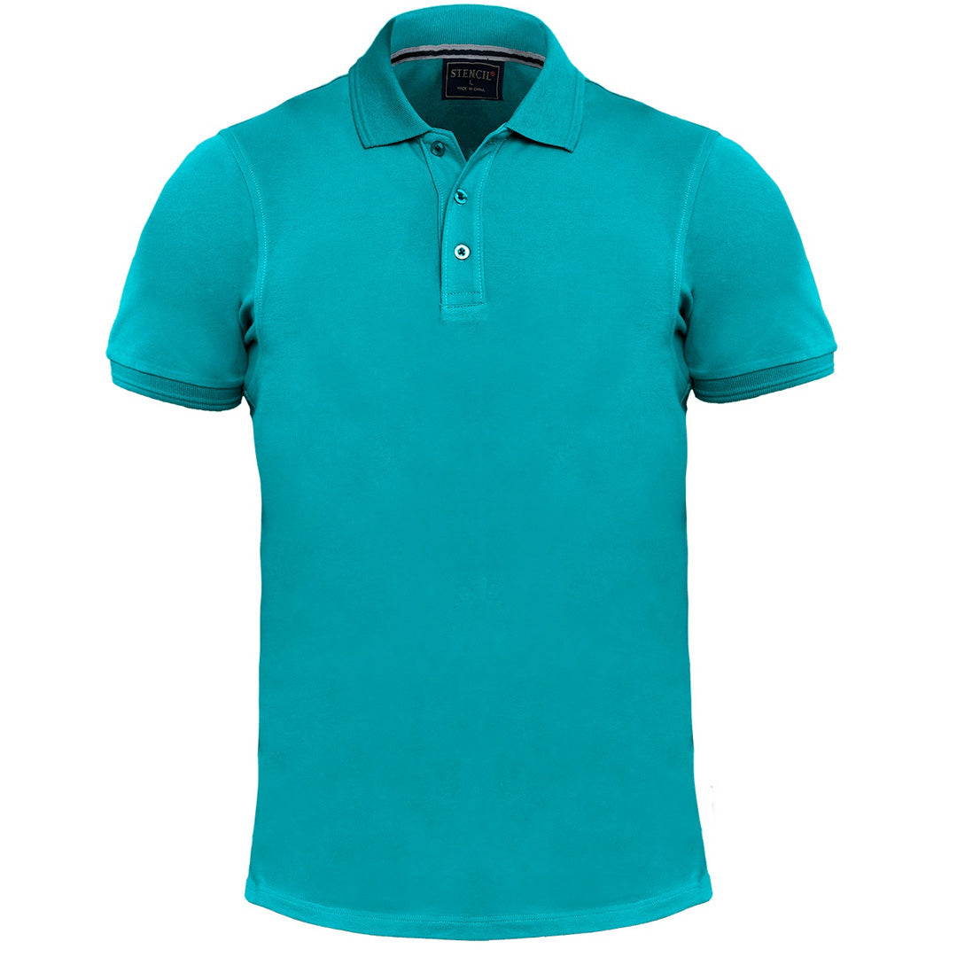 House of Uniforms The Oceanic Polo | Mens | Short Sleeve Stencil Teal