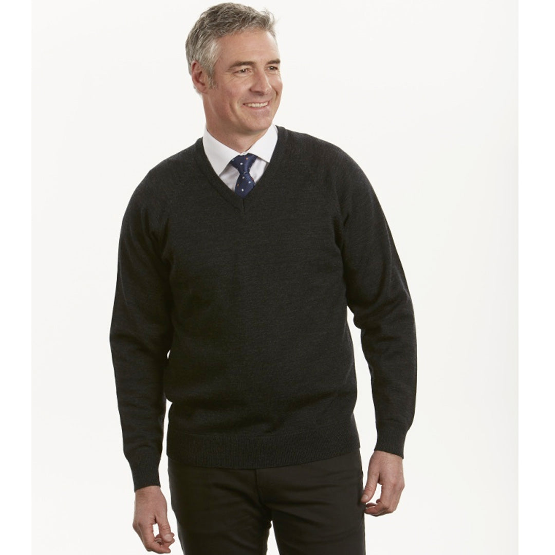 House of Uniforms The Wool V Neck Jumper | Mens MTF Charcoal