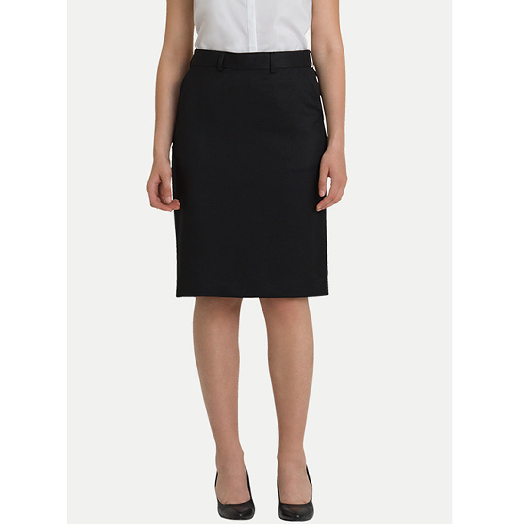 House of Uniforms The Maddi Front Pocket Skirt | Wool Blend Corporate Comfort Black