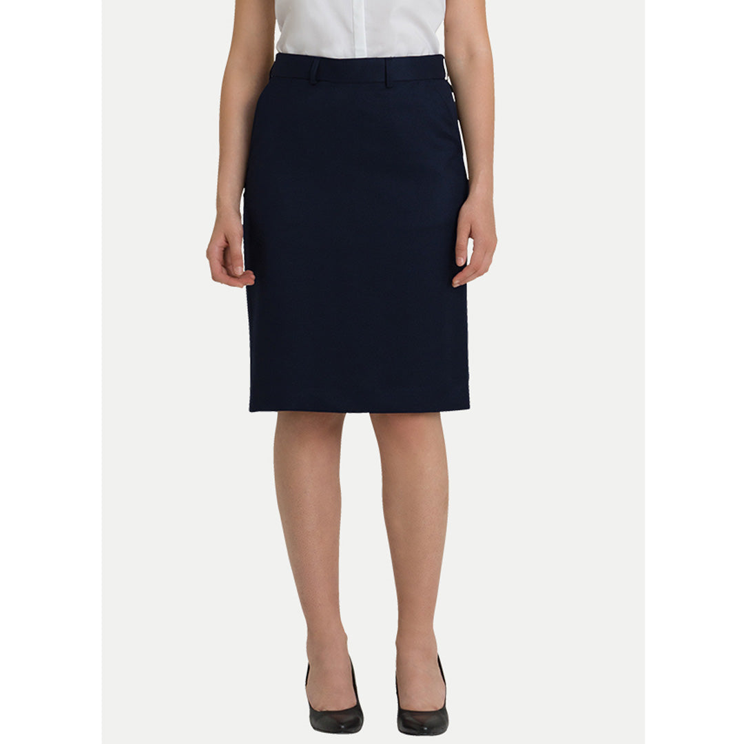 House of Uniforms The Maddi Front Pocket Skirt | Wool Blend Corporate Comfort Navy