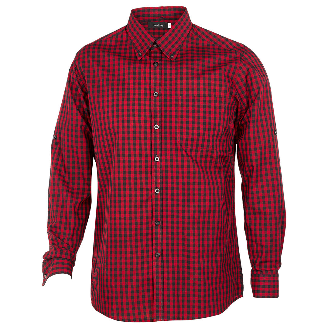 House of Uniforms The Barrett Shirt | Mens | Long Sleeve Identitee Red/Black Check