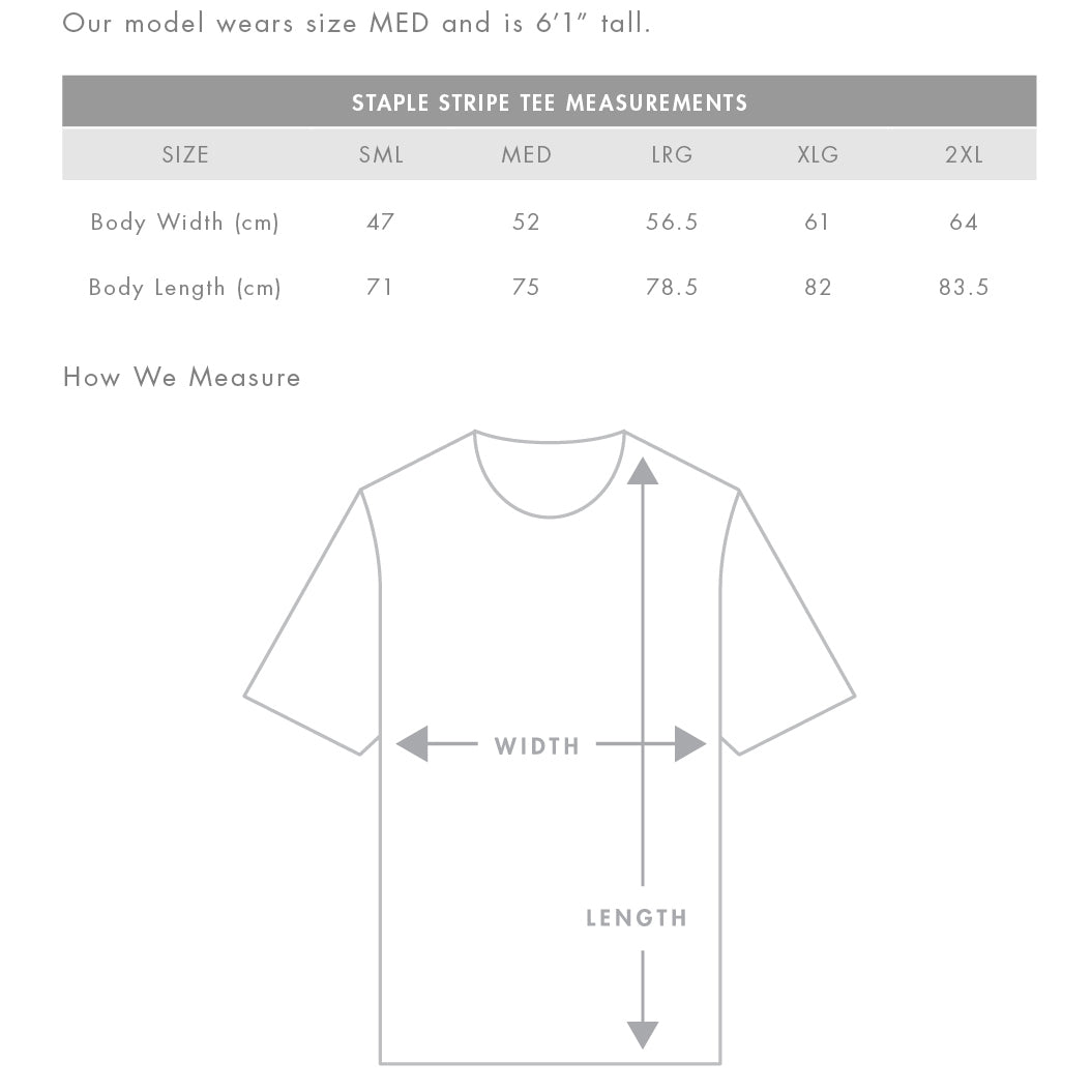The Stripe Tee | Mens | Sizing Guide