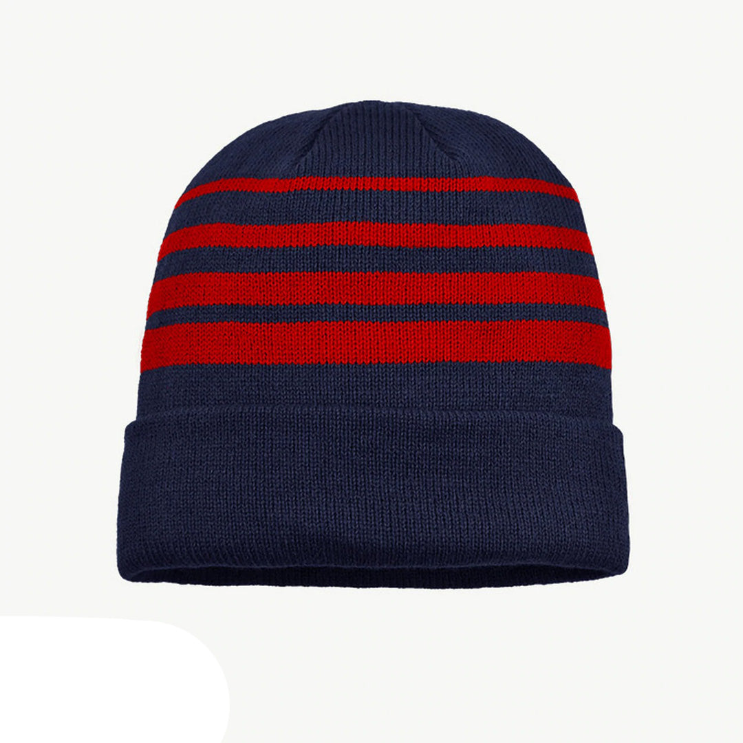 House of Uniforms The Multi Stripe Beanie | Unisex Grace Collection Navy/Red