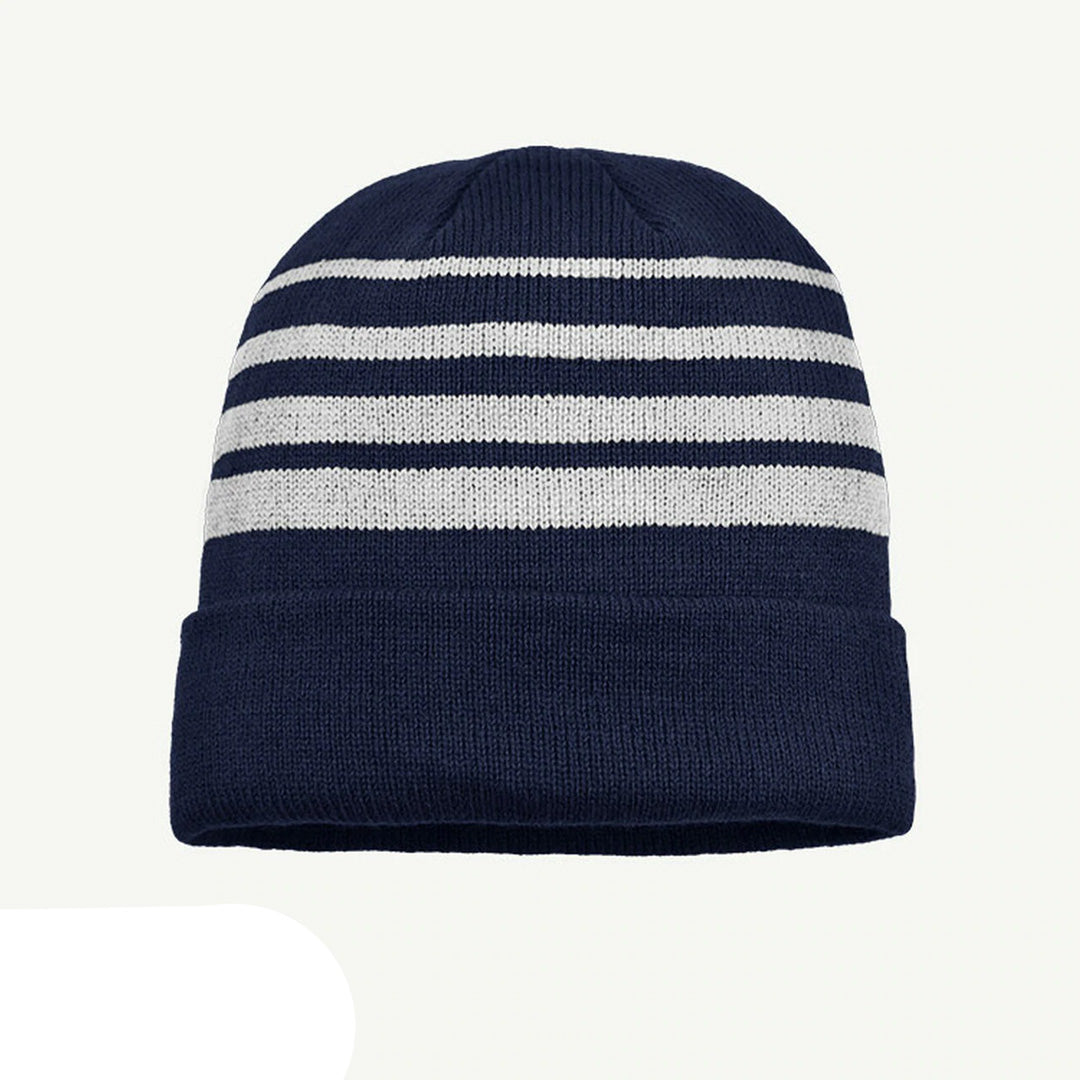 House of Uniforms The Multi Stripe Beanie | Unisex Grace Collection Navy/White