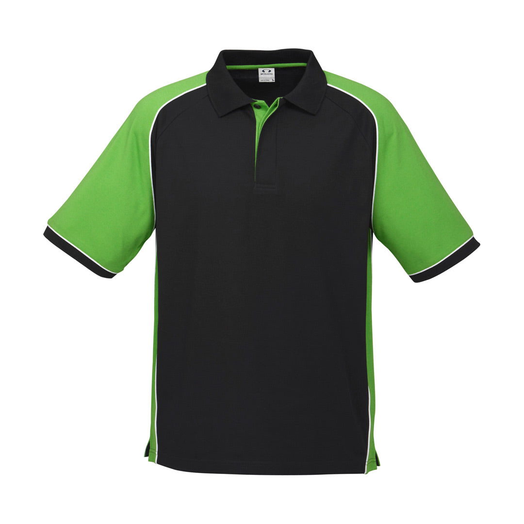 House of Uniforms The Nitro Polo | Mens | Short Sleeve Biz Collection Black/Green/White