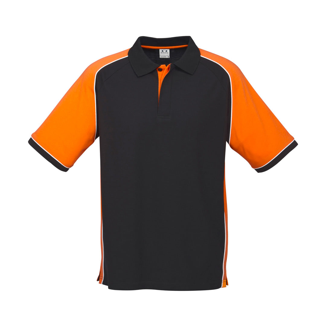 House of Uniforms The Nitro Polo | Mens | Short Sleeve Biz Collection Black/Orange/White