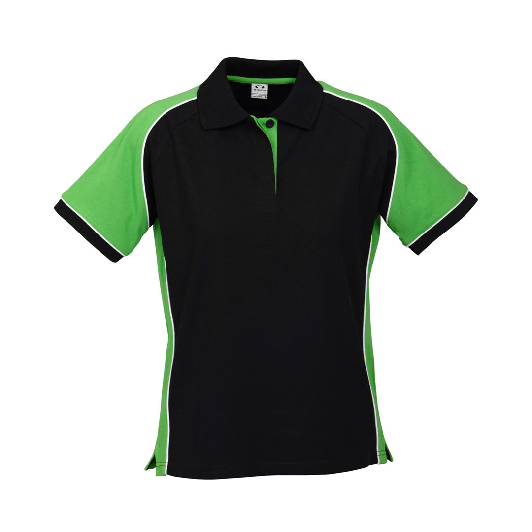 House of Uniforms The Nitro Polo | Ladies | Short Sleeve Biz Collection Black/Green/White