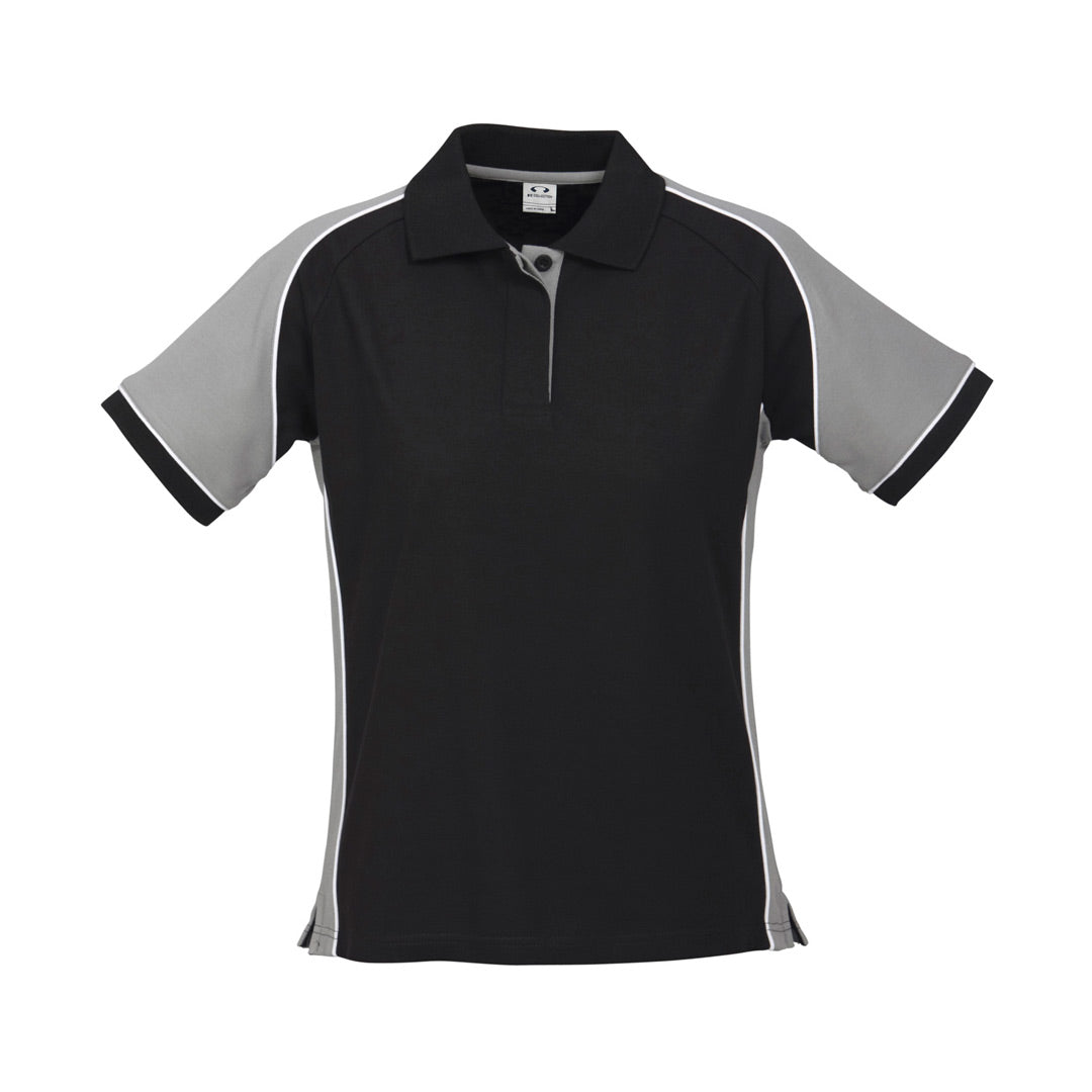 House of Uniforms The Nitro Polo | Ladies | Short Sleeve Biz Collection Black/Grey/White