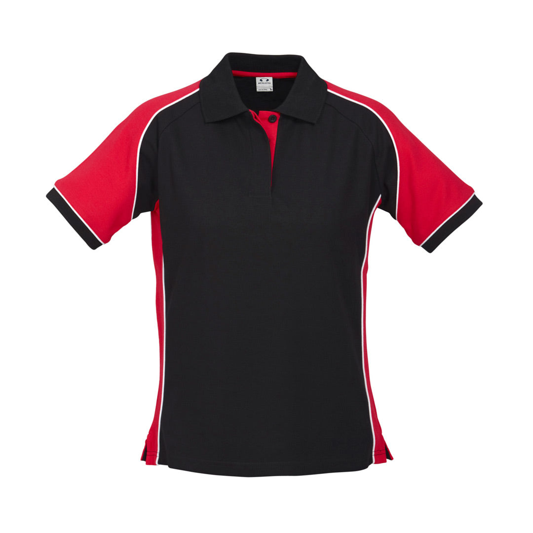 House of Uniforms The Nitro Polo | Ladies | Short Sleeve Biz Collection Black/Red/White