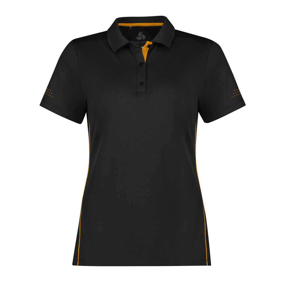 House of Uniforms The Balance Polo | Plus | Ladies | Short Sleeve Biz Collection Black/Gold