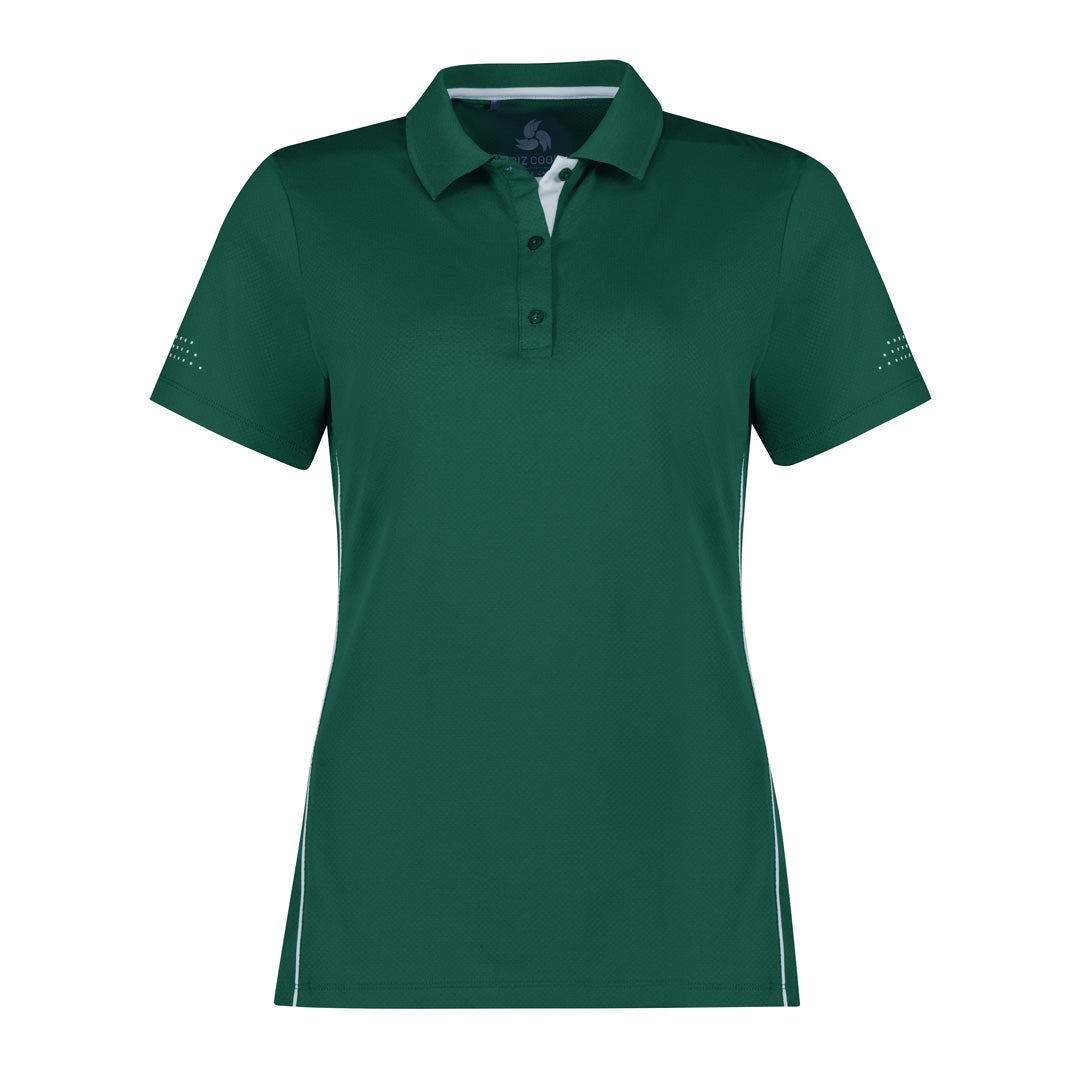 House of Uniforms The Balance Polo | Plus | Ladies | Short Sleeve Biz Collection Forest/White