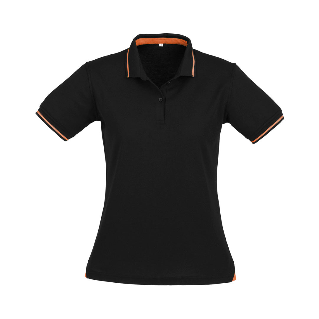 House of Uniforms The Jet Polo | Ladies | Short Sleeve Biz Collection Black/Orange