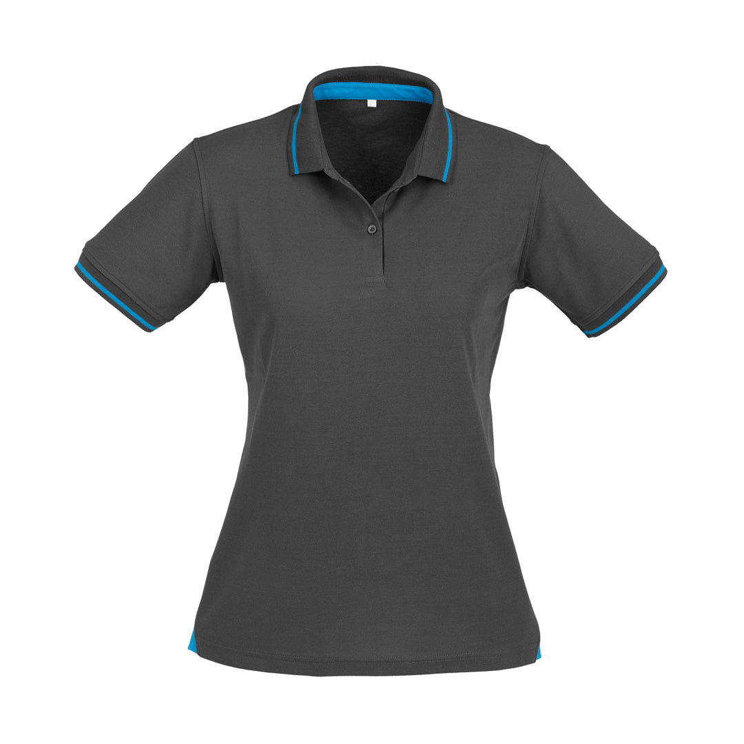 House of Uniforms The Jet Polo | Ladies | Short Sleeve Biz Collection Steel Grey/Cyan