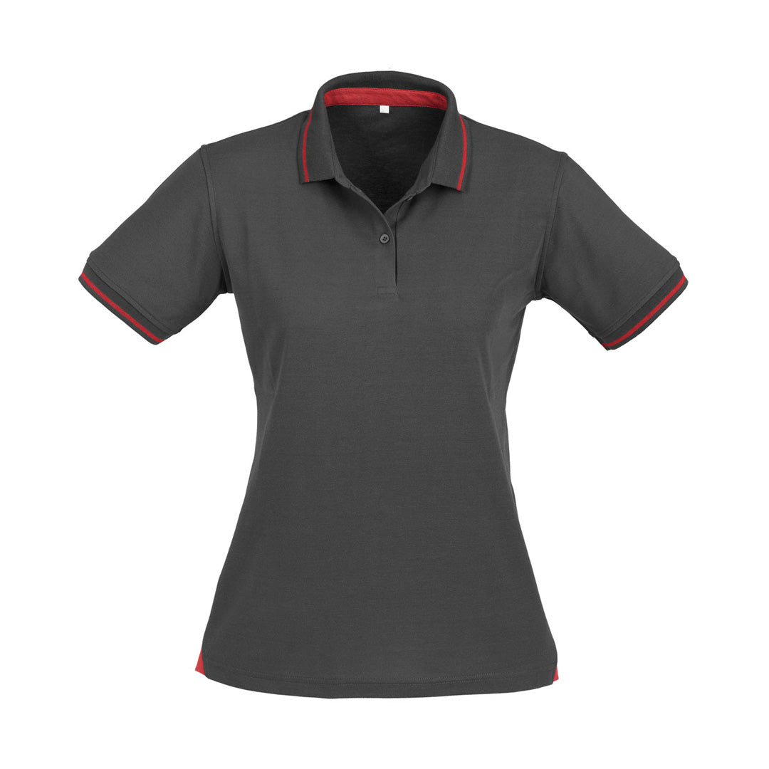 House of Uniforms The Jet Polo | Ladies | Short Sleeve Biz Collection Steel Grey/Red