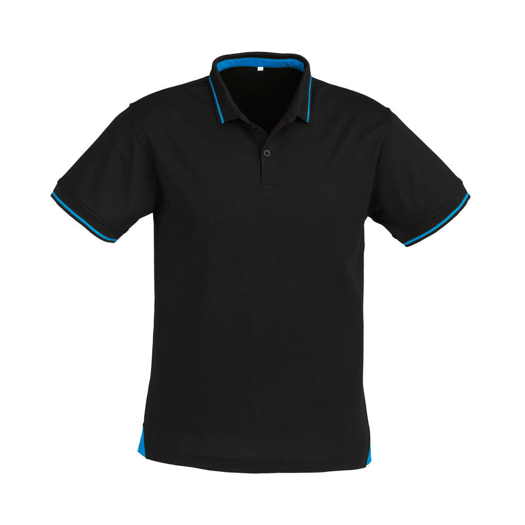 House of Uniforms The Jet Polo | Mens | Short Sleeve Biz Collection Black/Cyan