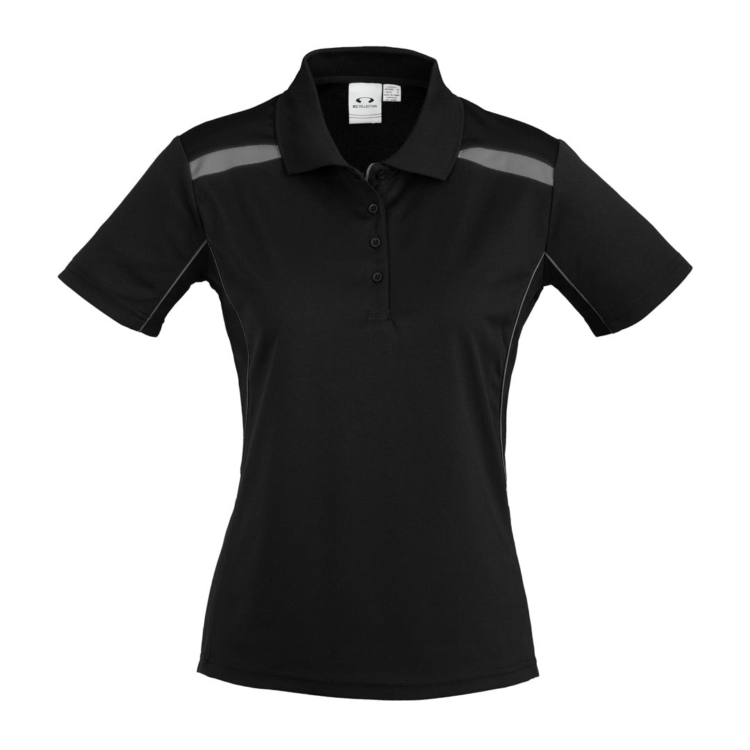 House of Uniforms The United Polo | Ladies | Plus | Short Sleeve Biz Collection Black/Ash