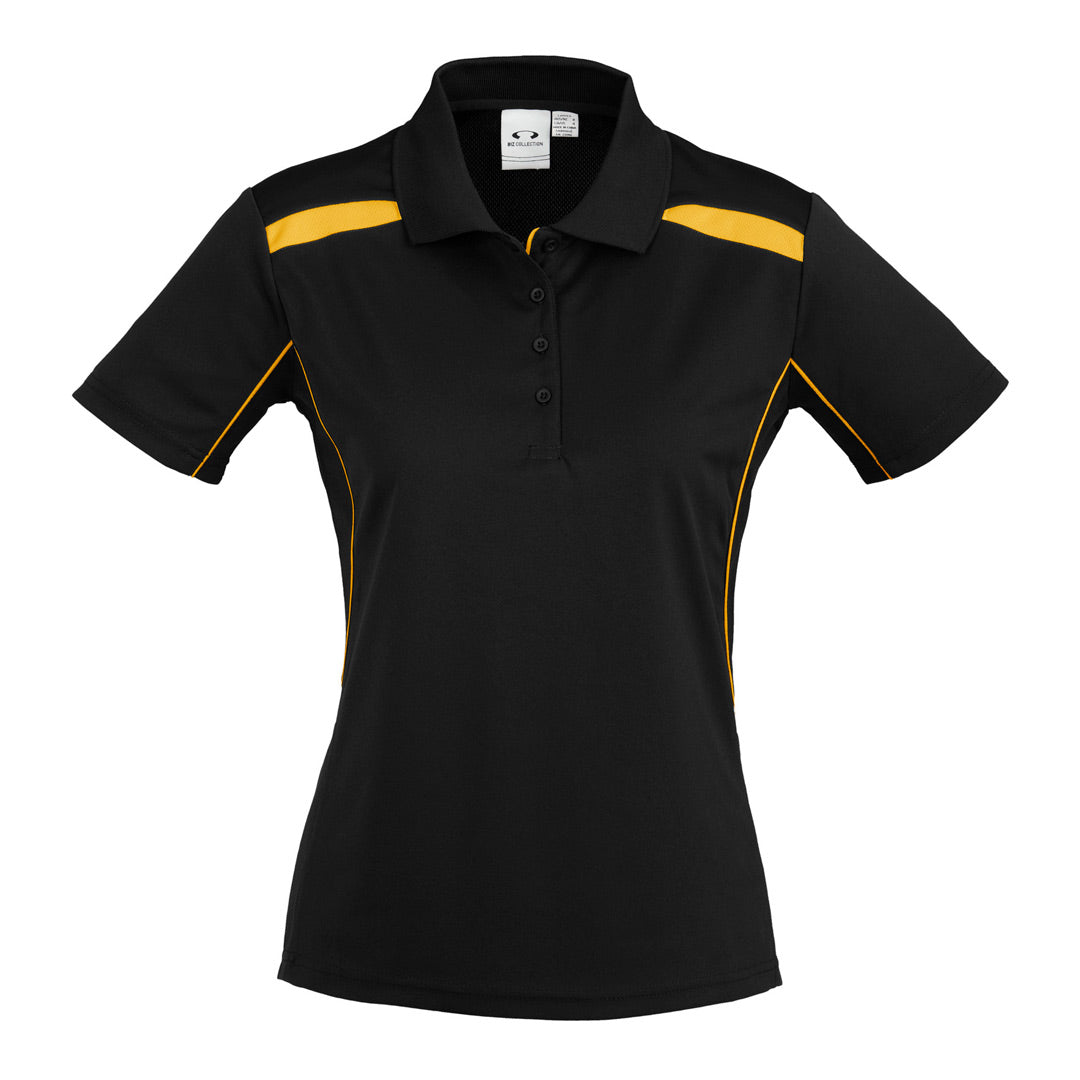 House of Uniforms The United Polo | Ladies | Plus | Short Sleeve Biz Collection Black/Gold